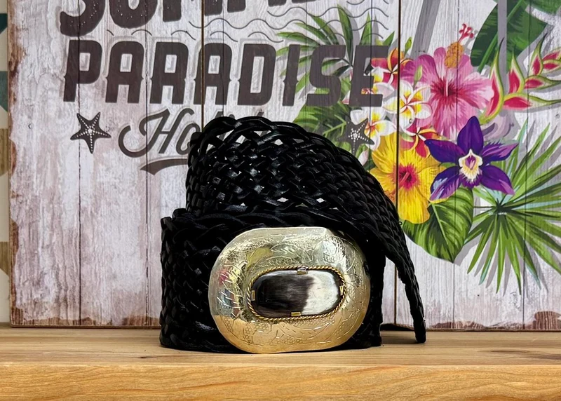 Grande ceinture en cuir Mila noir