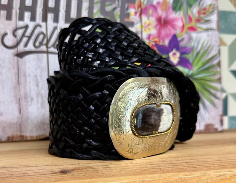 Grande ceinture en cuir Mila noir