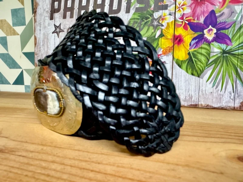 Grande ceinture en cuir Mila noir