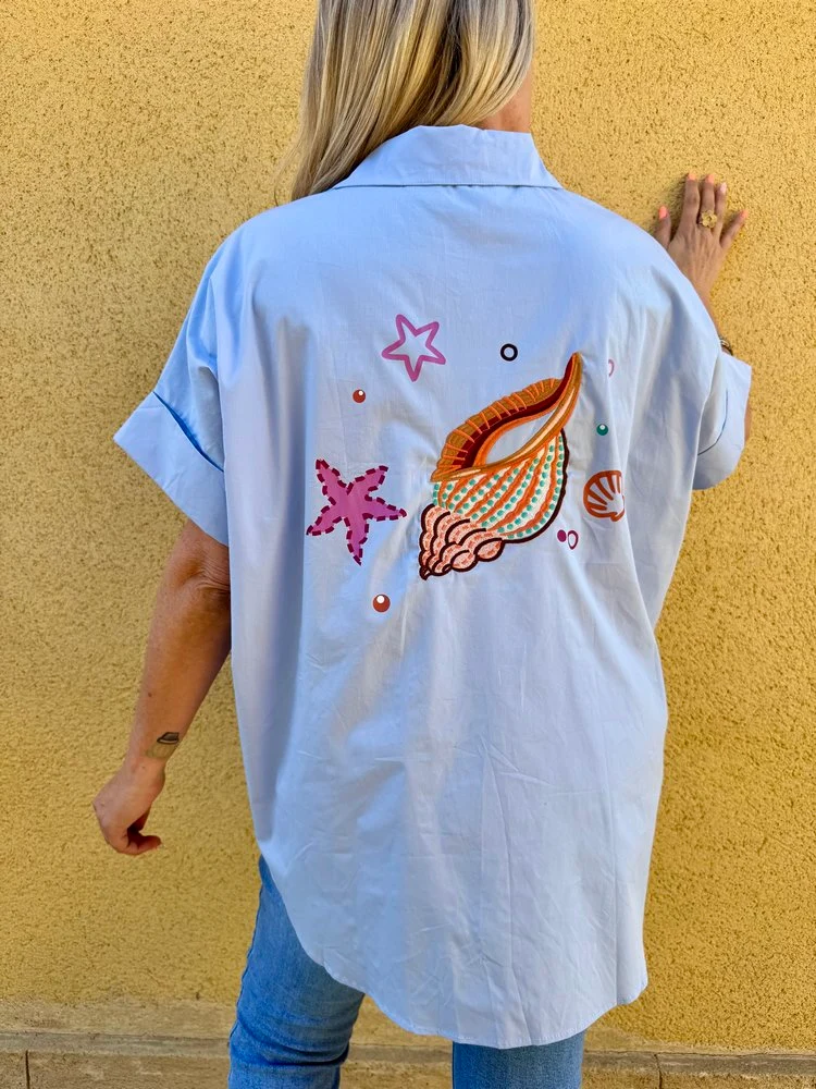 Chemise brodée Emmy coquillages