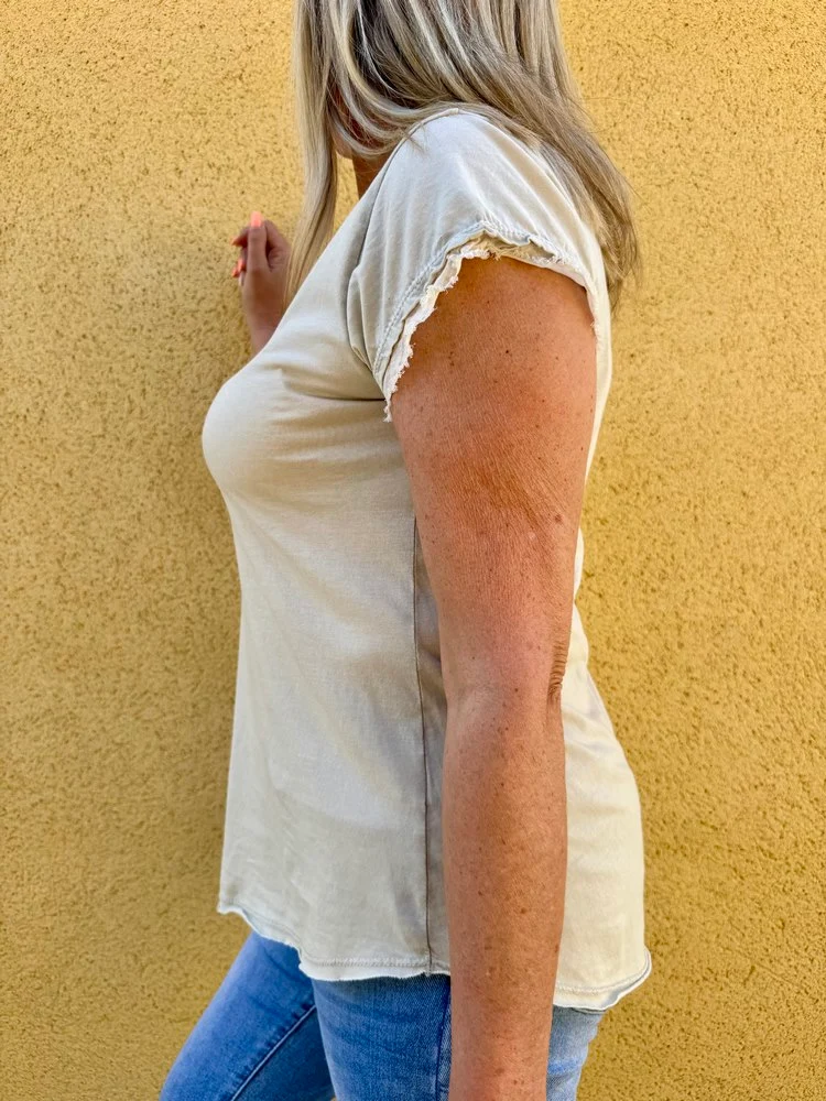 Teeshirt Poisson beige délavé