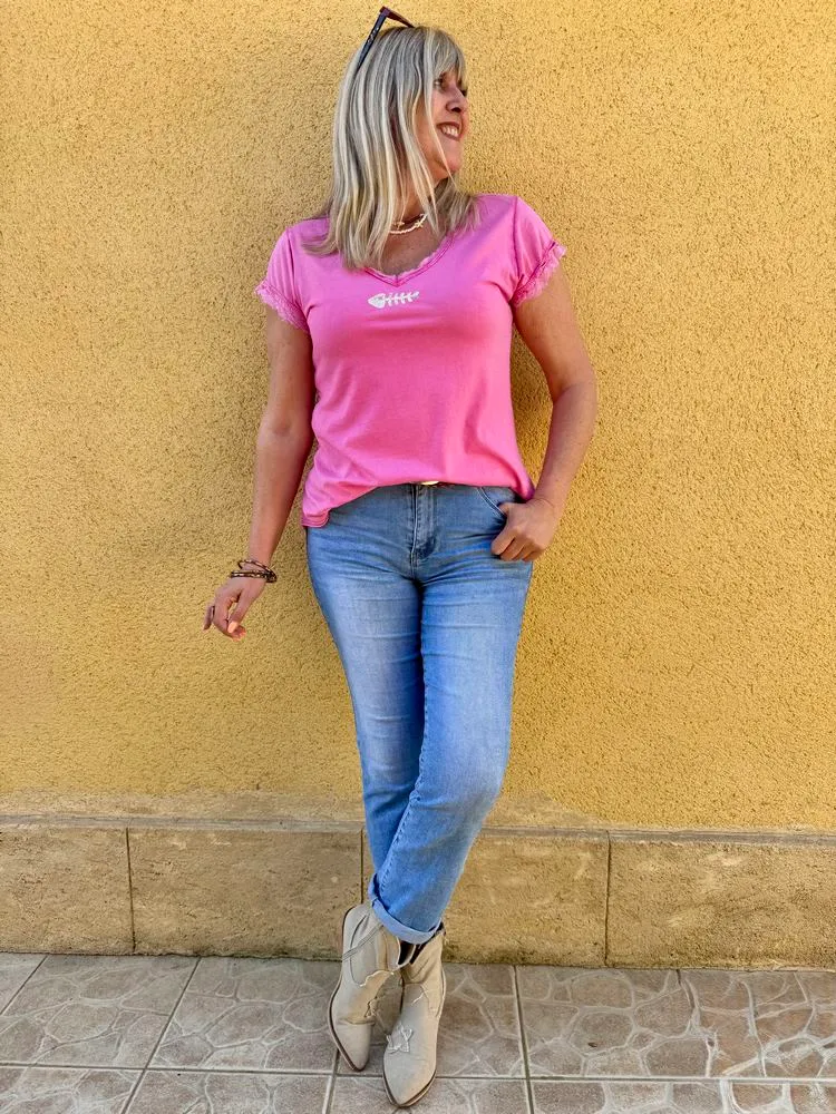 Teeshirt Poisson fuchsia