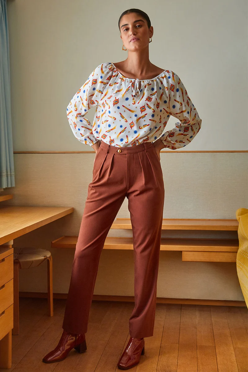 Blouse Radieuse en soie Rocket Lipstick Blanc