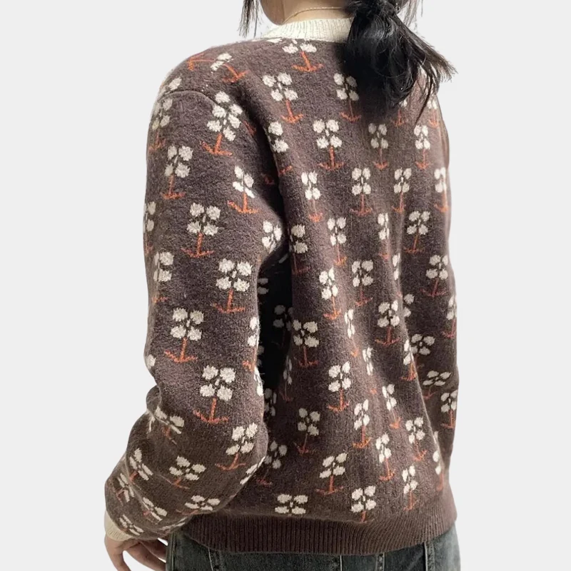 DOROTHY - Cardigan Tricoté à Fleurs Élégant pour Femmes