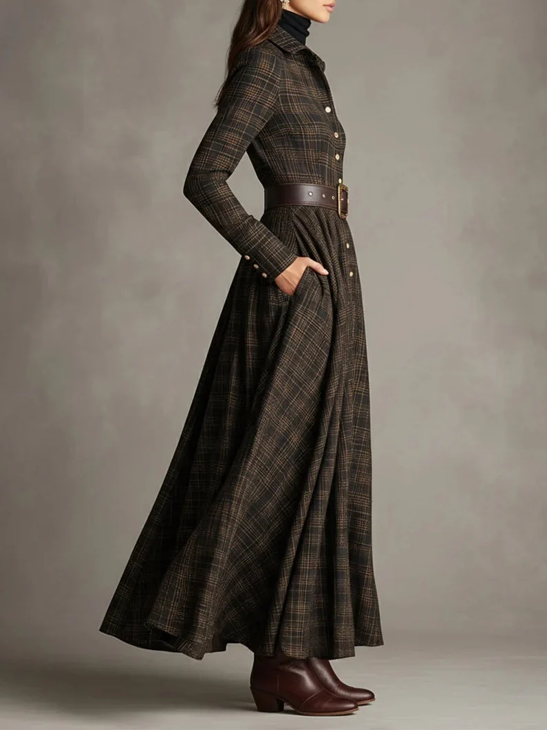 Gutti | Checked long shirt dress
