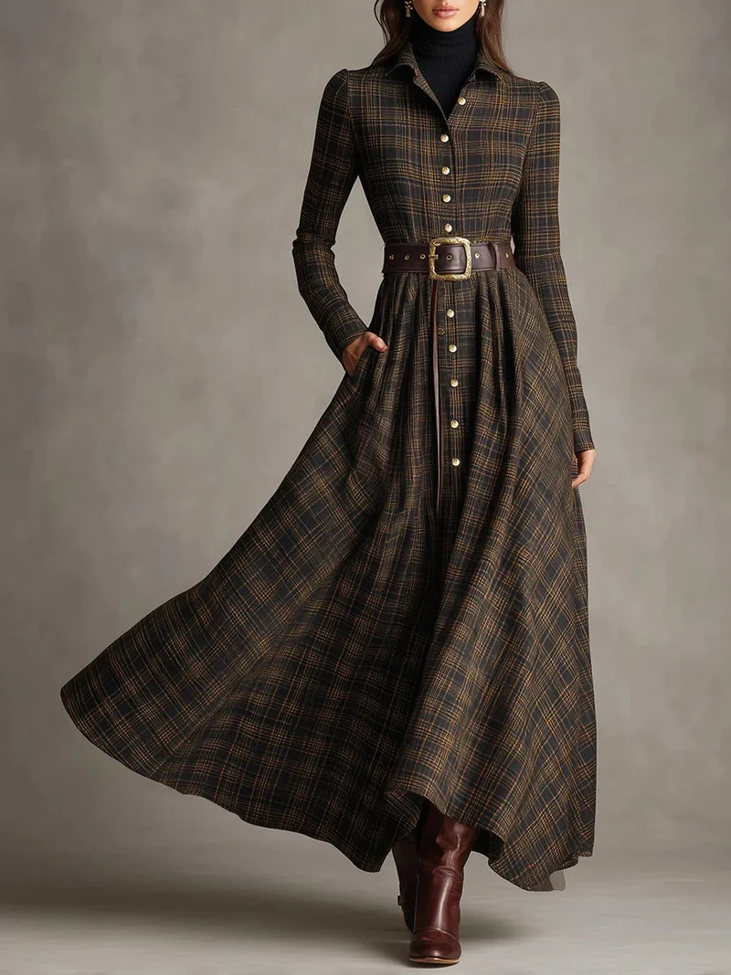 Gutti | Checked long shirt dress