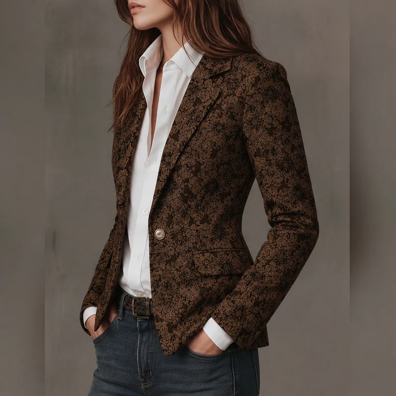 Georgina | Paisley Jacquard Fitted Blazer