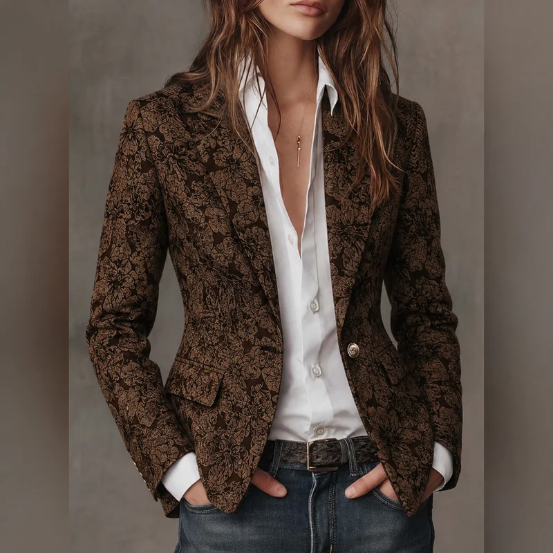 Georgina | Paisley Jacquard Fitted Blazer