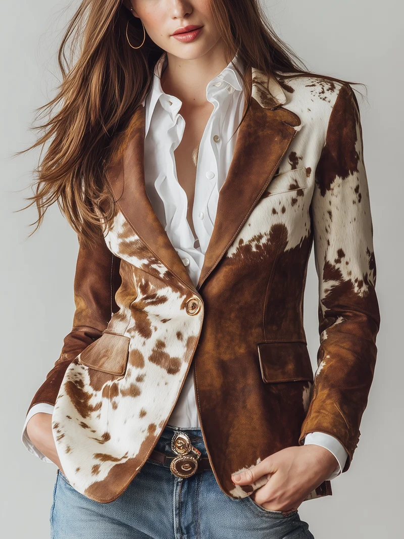 Winifred | Vintage Cow Print Blazer