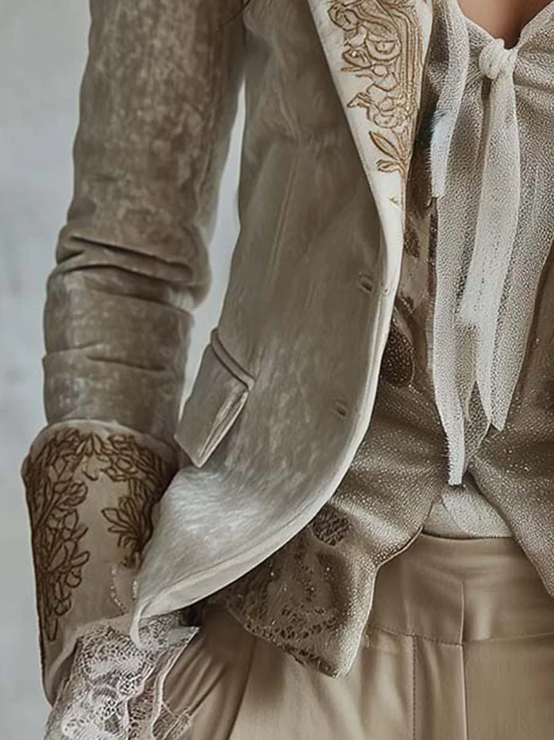 Cordelia | Ivory Embroidered Tailored Blazer