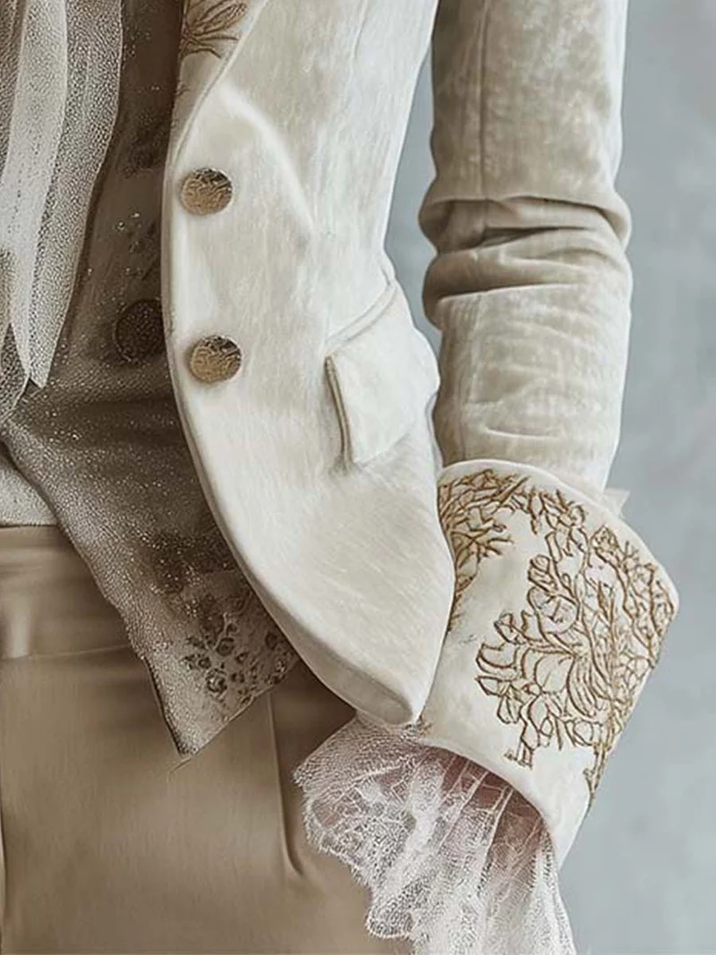 Cordelia | Ivory Embroidered Tailored Blazer