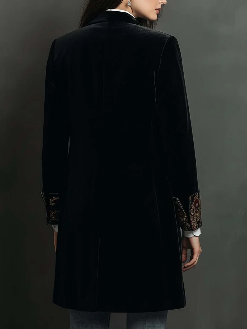 Verity | Black Baroque Lapel Blazer