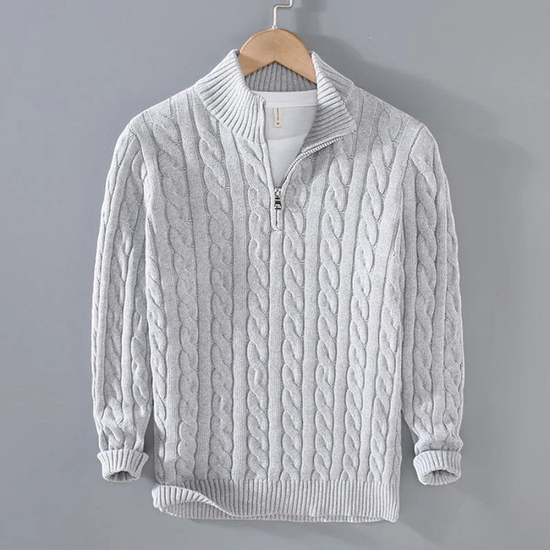 Pull femme demi-zip à col montant