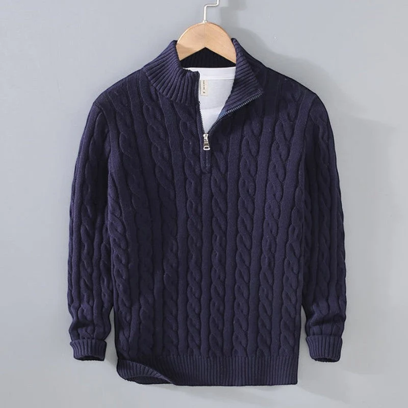 Pull femme demi-zip à col montant