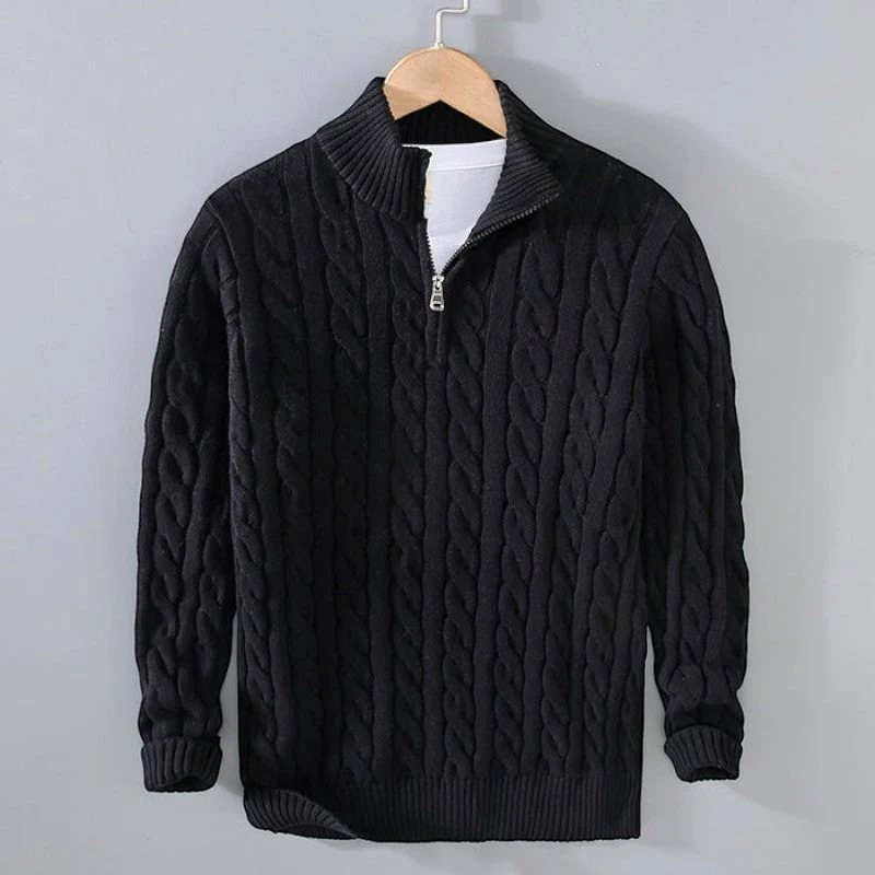 Pull femme demi-zip à col montant