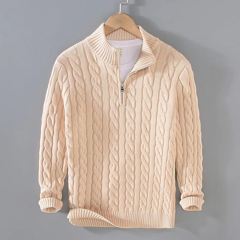 Pull femme demi-zip à col montant