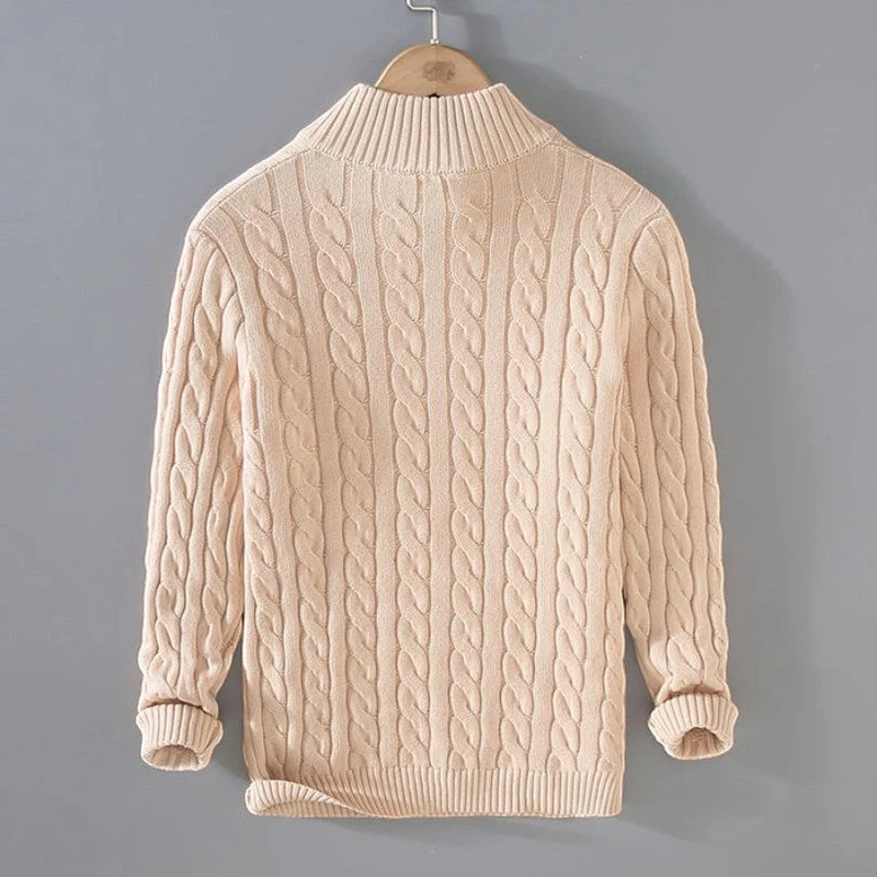 Pull femme demi-zip à col montant