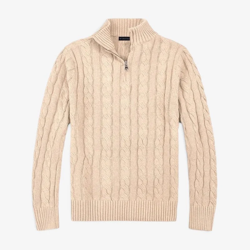 Pull femme demi-zip à col montant