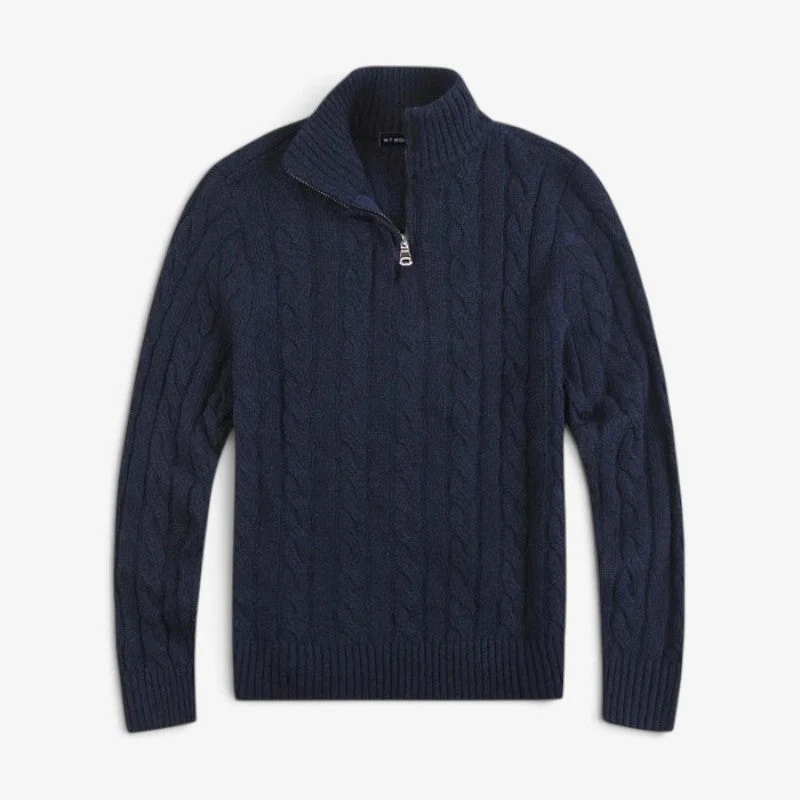 Pull femme demi-zip à col montant