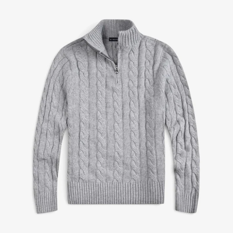 Pull femme demi-zip à col montant
