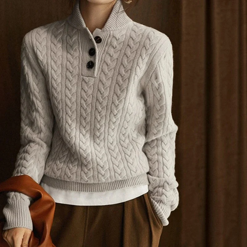 Pull femme à col montant