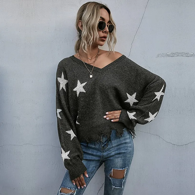 Pull Femme Manches Longues à Col V