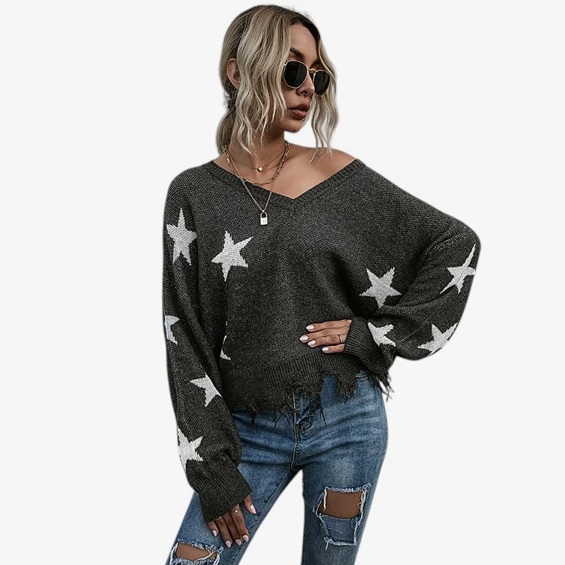 Pull Femme Manches Longues à Col V
