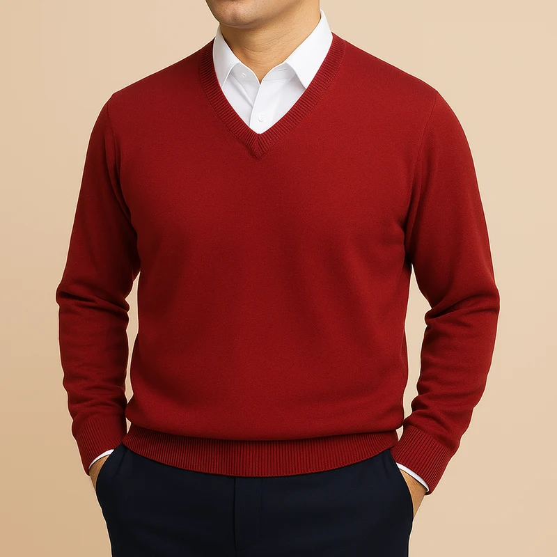 Pull Homme Manches Longues à Col V