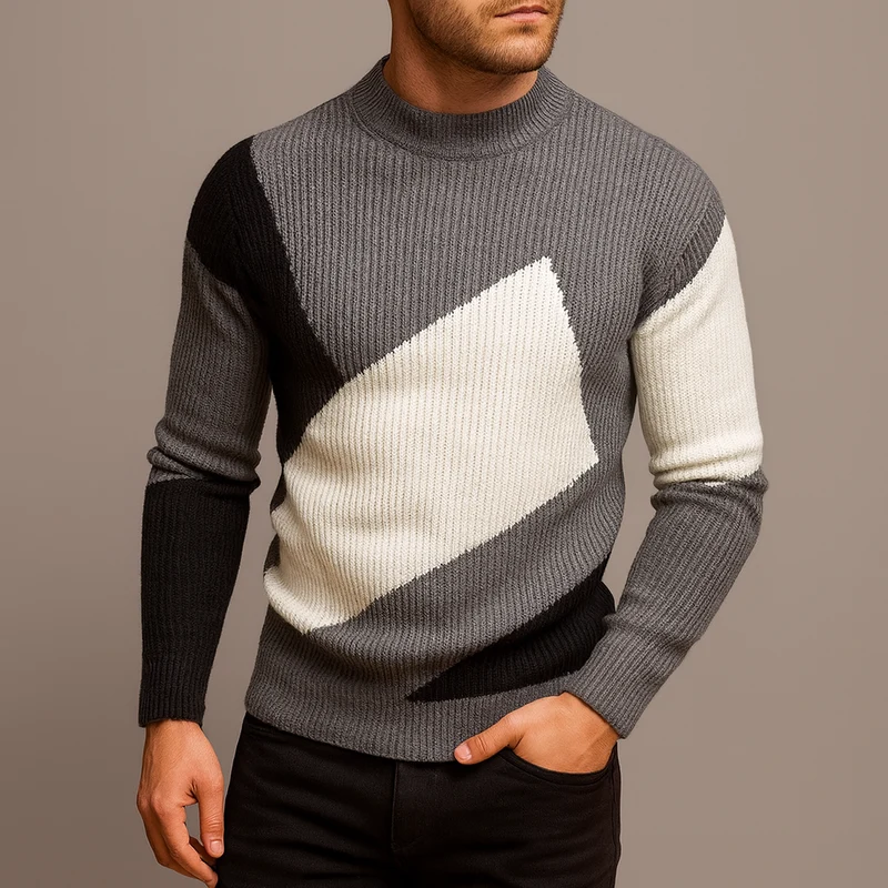 Pull Homme Manches Longues à Col Rond
