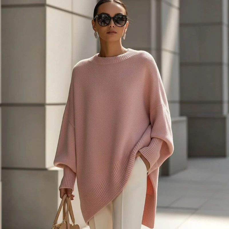 Pull Femme Oversize Manches Longues à Col Rond