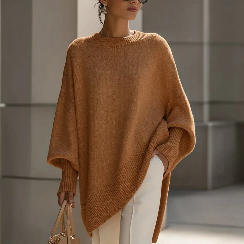 Pull Femme Oversize Manches Longues à Col Rond