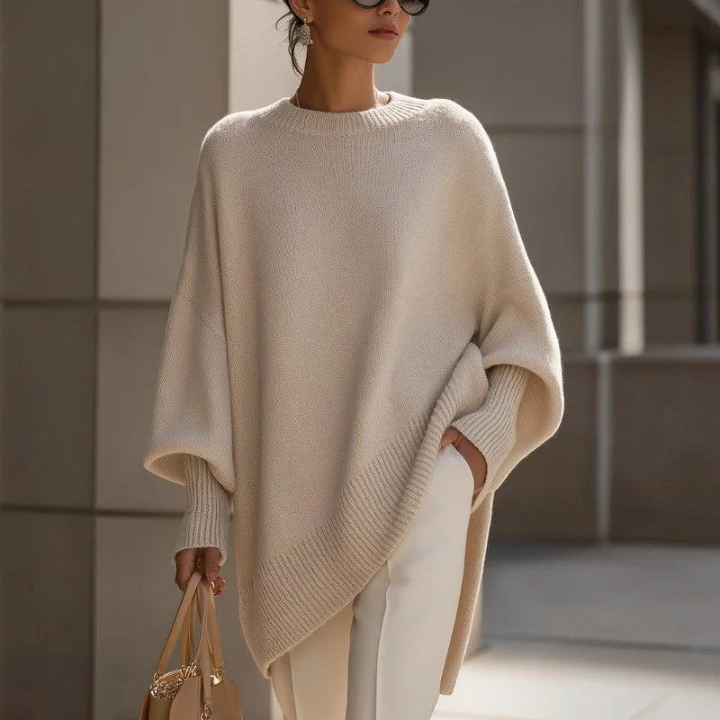 Pull Femme Oversize Manches Longues à Col Rond