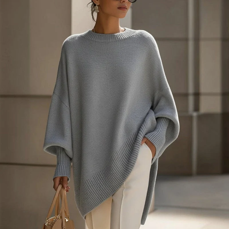 Pull Femme Oversize Manches Longues à Col Rond