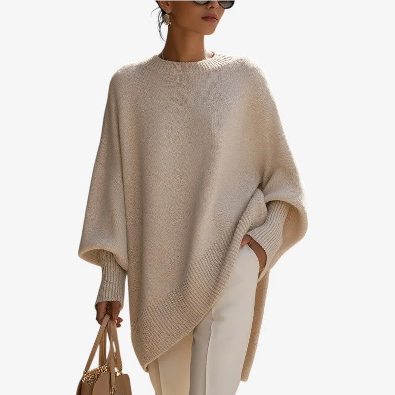 Pull Femme Oversize Manches Longues à Col Rond