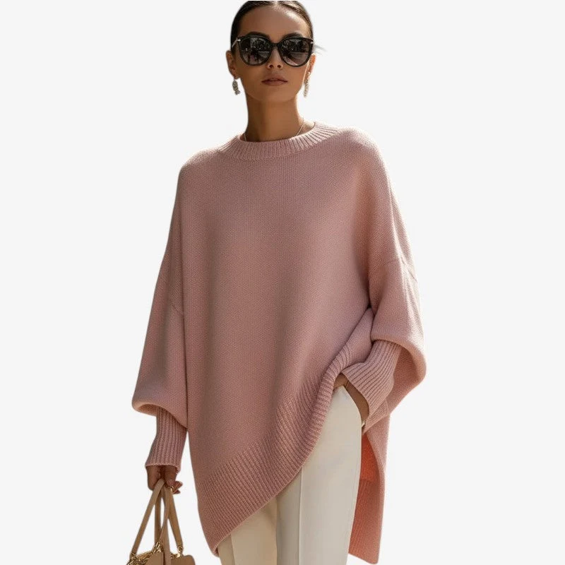 Pull Femme Oversize Manches Longues à Col Rond