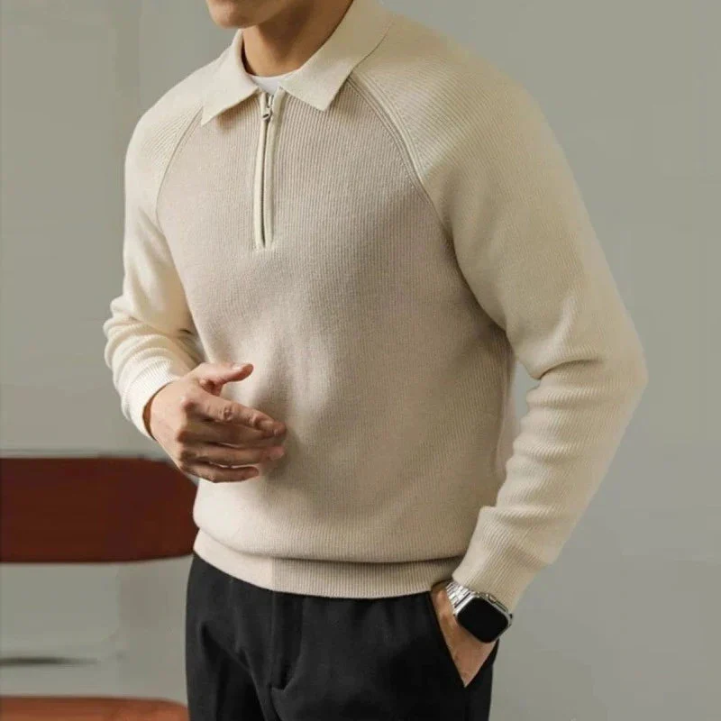 Pull Homme Manches Longues à Col Polo