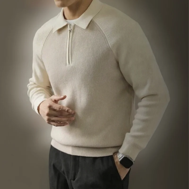 Pull Homme Manches Longues à Col Polo