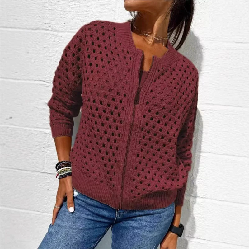 Cardigan Femme Manches Longues Ajouré