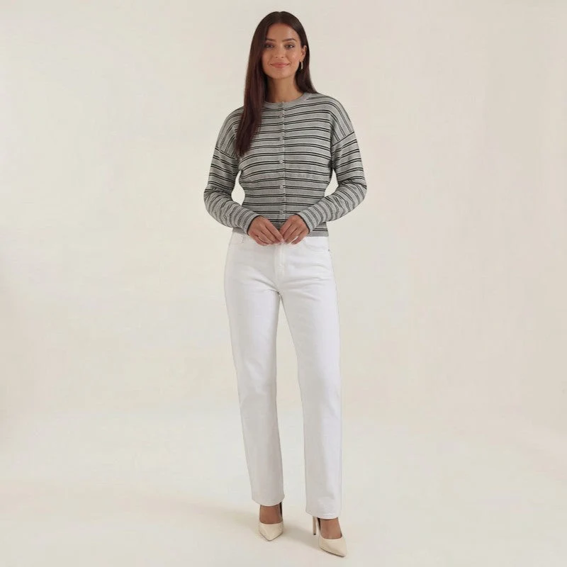 Cardigan Femme à Rayures avec Boutons