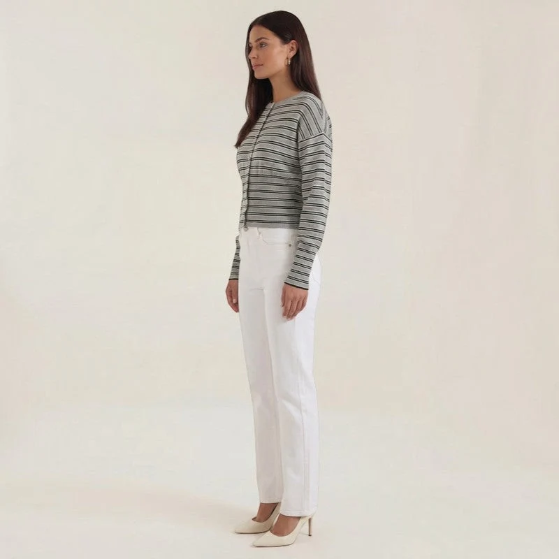 Cardigan Femme à Rayures avec Boutons