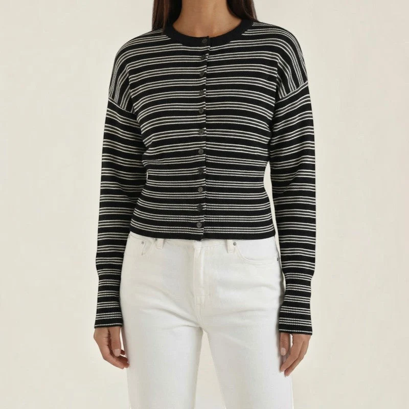 Cardigan Femme à Rayures avec Boutons