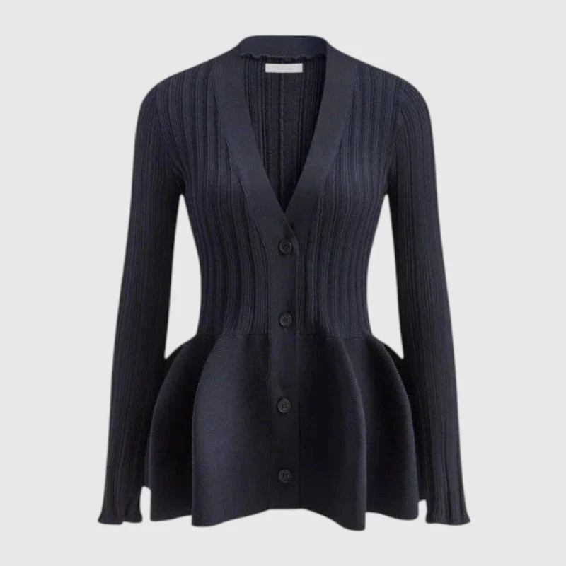Cardigan Femme Col V Coupe Péplum