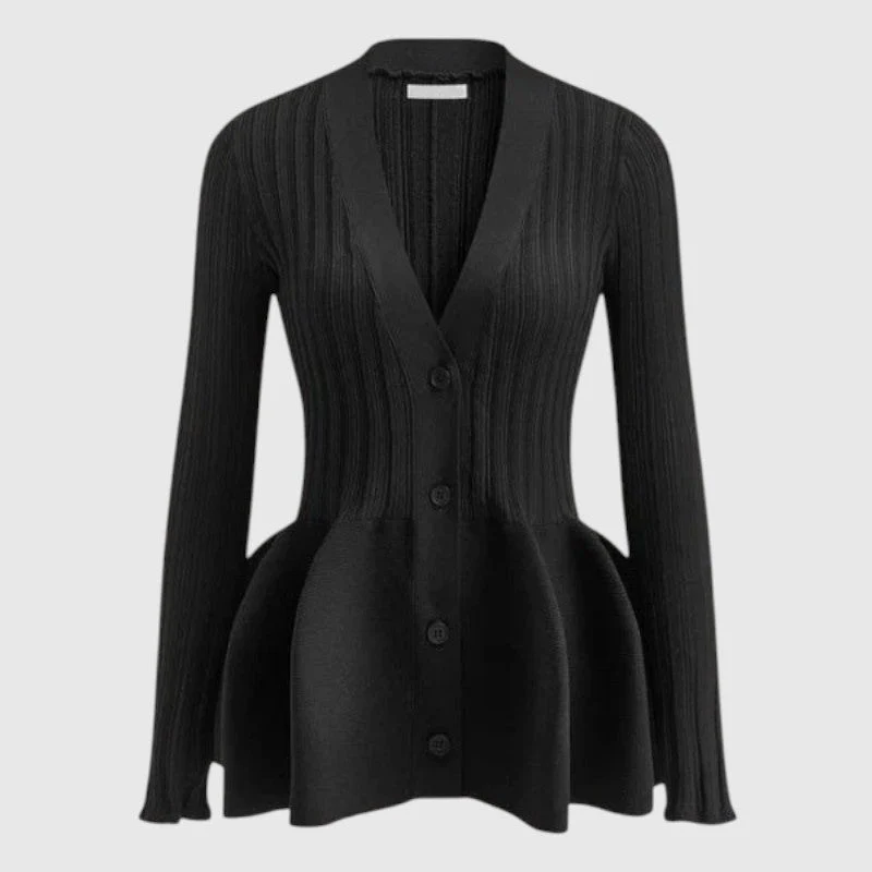 Cardigan Femme Col V Coupe Péplum