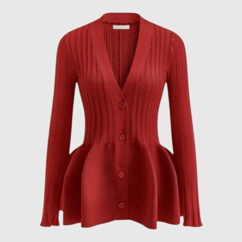 Cardigan Femme Col V Coupe Péplum