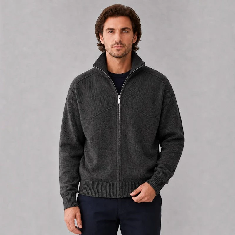 Cardigan pour homme à fermeture éclair et col haut