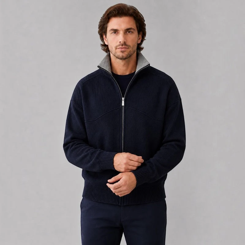 Cardigan pour homme à fermeture éclair et col haut