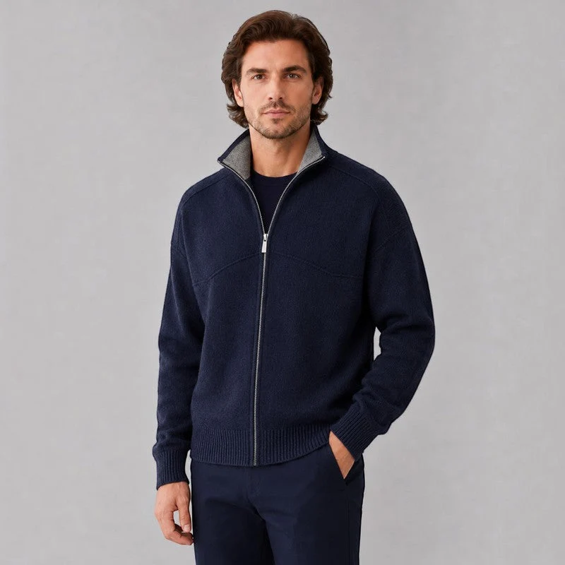 Cardigan pour homme à fermeture éclair et col haut