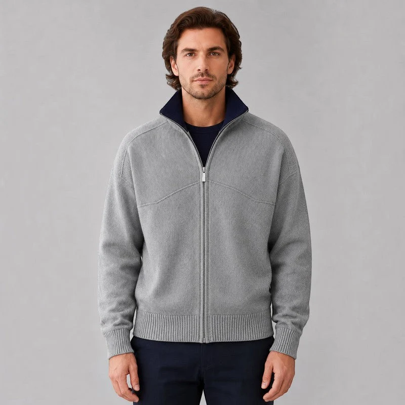 Cardigan pour homme à fermeture éclair et col haut