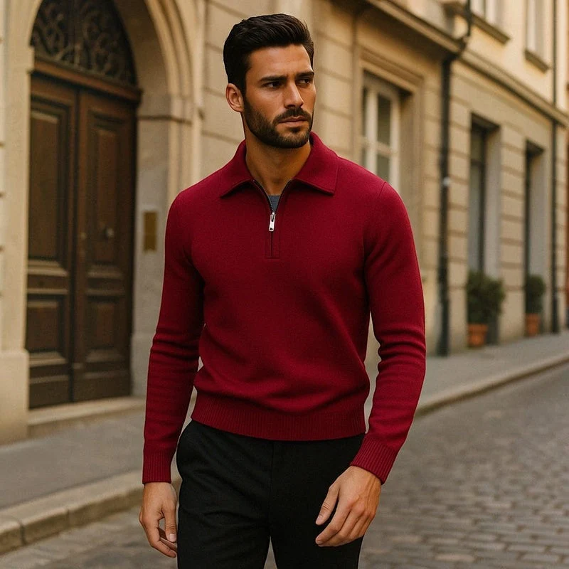 Pull Homme Col Zippé Pratique