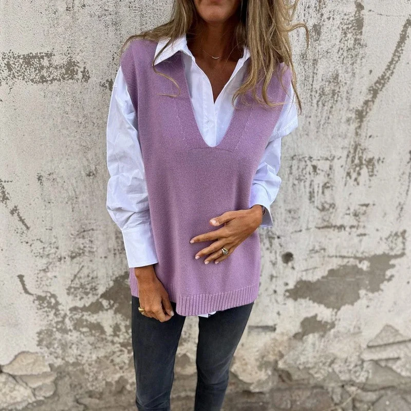 Gilet Femme Oversize Col en V